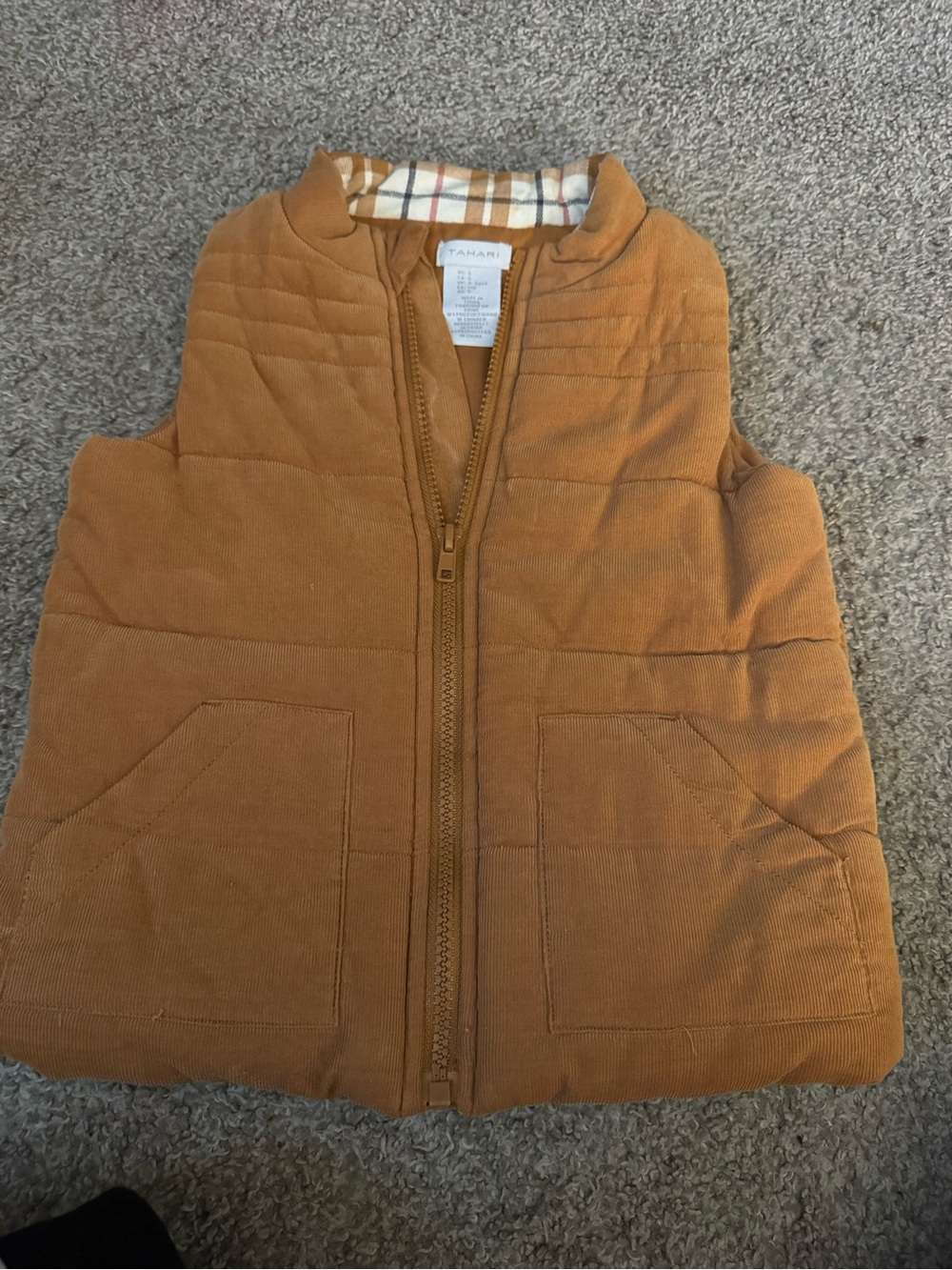 Tahari Kids Corduroy Quilted Vest - Tan